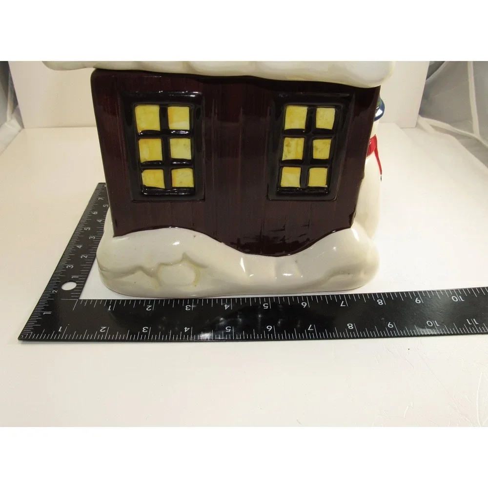SCM Designs Ceramic Snowman‎ Cottage Cookie Jar Christmas Decor 9in